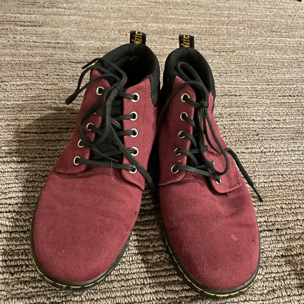 Red canvas doc martens.